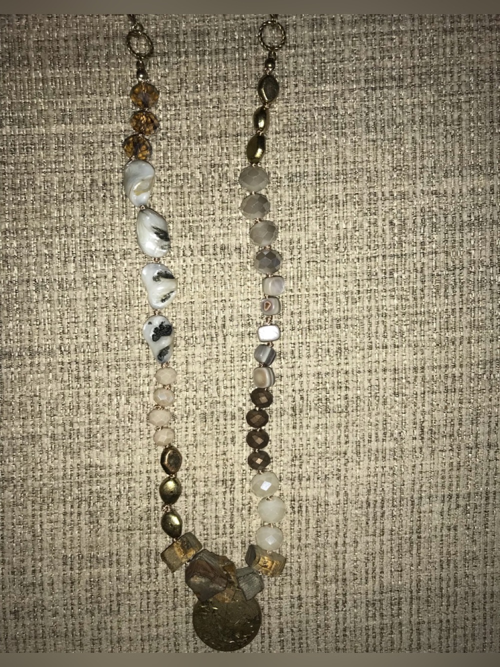 Beaded Neutral Tones Pendant Necklace - Women Jewelry
